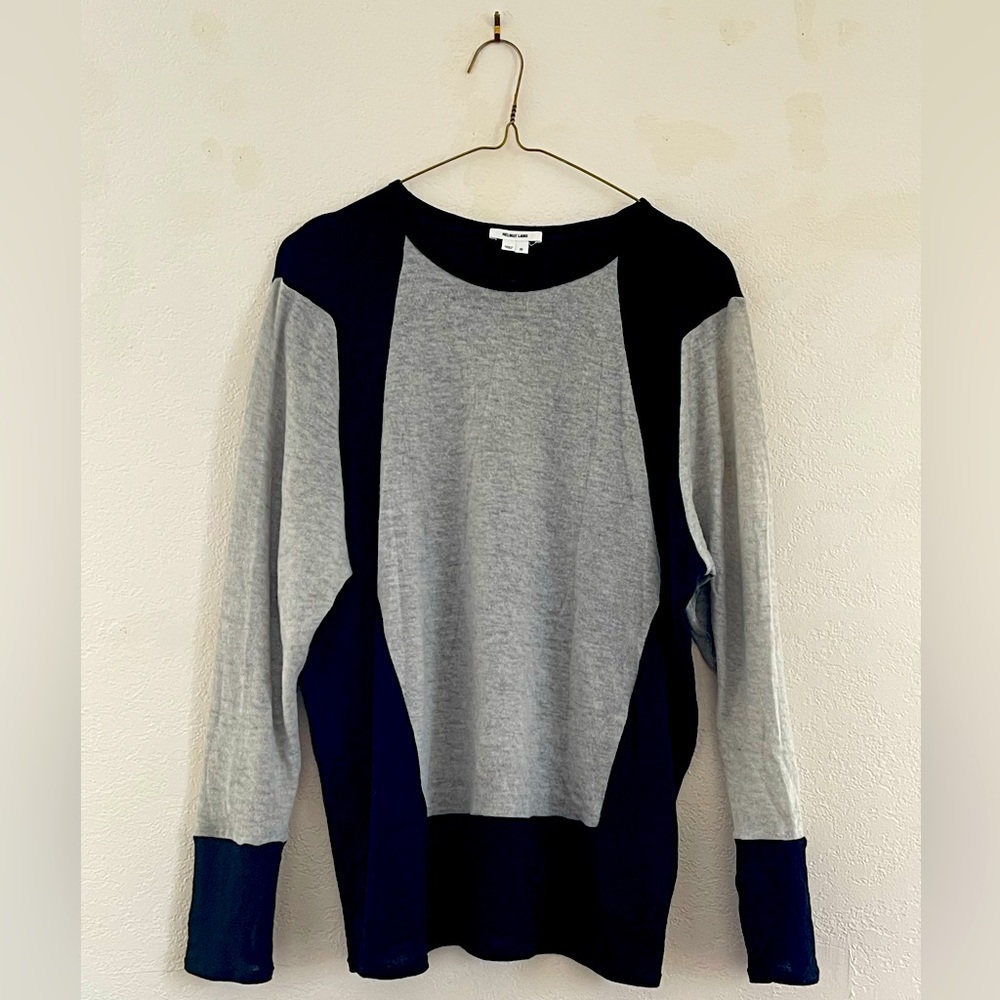 Helmut Lang two-tone wool viscose grey black sweater